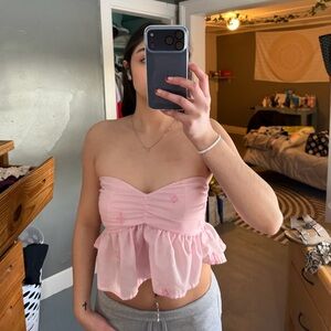 Marshalls Light Pink Strapless Peplum Top